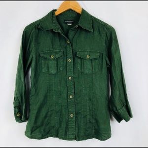 Banana Republic Green Linen Button Down M